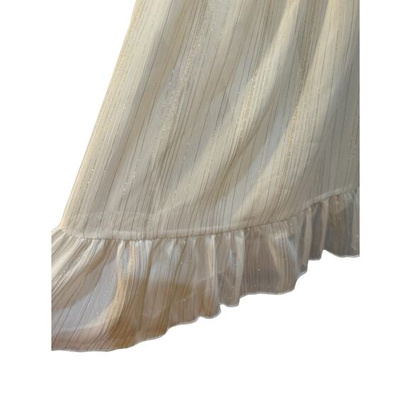 Altar'd State White Cream Puff Sleeve Gold Trim Dress M - Picture 6 of 7